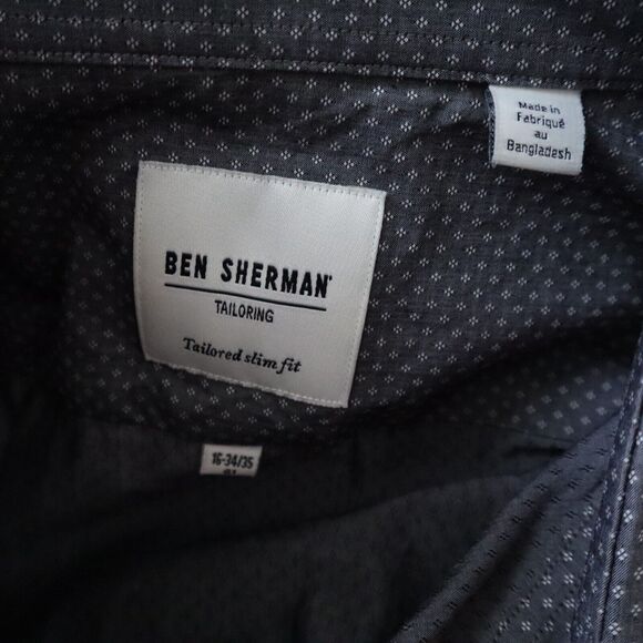 Ben Sherman Men's Gray Tailored Slim Fit Long Sleeve Button Front Shirt 16 34/35 - Picture 4 of 4